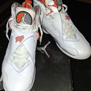 Jordan Air 8 Retro White and Stealth Orange